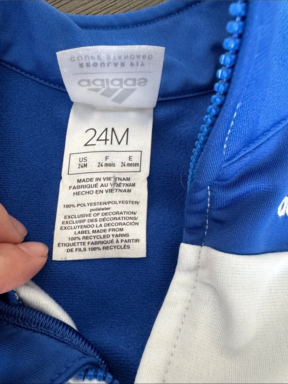 Adidas Toddler Tracksuit 24 Months Blue 2 Piece Jogger Set Track Suit